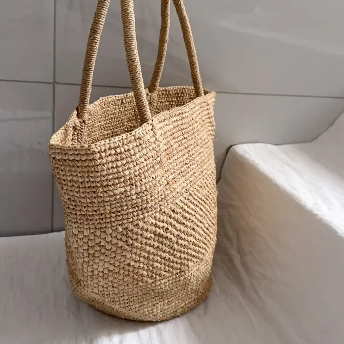 Lafite herbe Crochet tissé à la main sac vacances plage femmes sacs