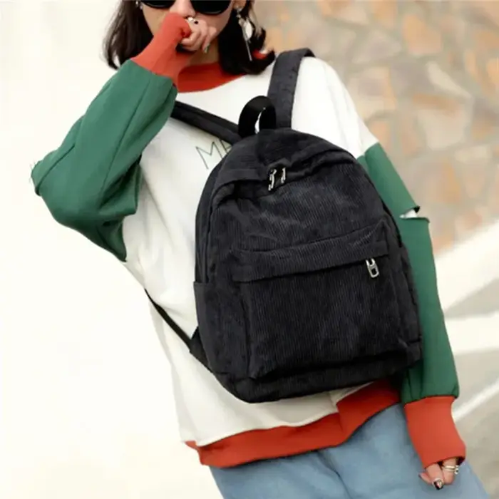 Nouveaux sacs à dos en velours côtelé pour hommes et femmes avec style universitaire