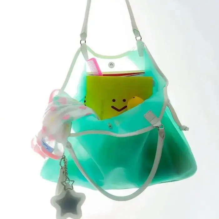 Sac à main transparent en PVC couleur bonbon