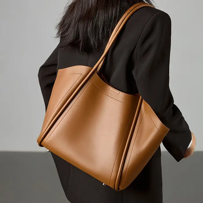 Sac fourre-tout en cuir véritable pour femmes