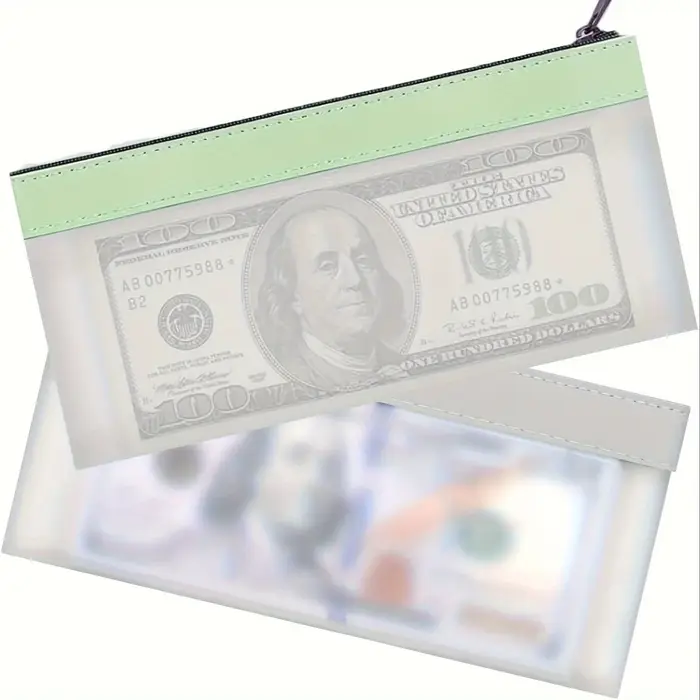 Pochette à monnaie à fermeture éclair, 7.7x3.7 pouces, pour papeterie, sacs bancaires, clips, pièces