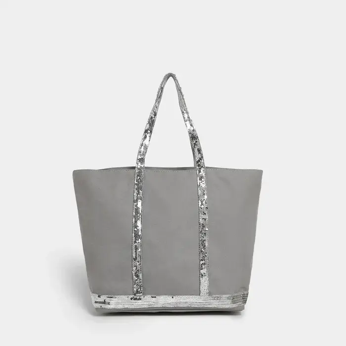 Sac fourre-tout zippé en toile à paillettes