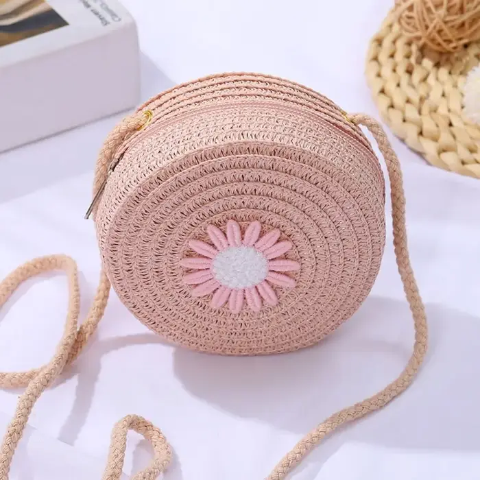 Sac à main rond en rotin pour femmes