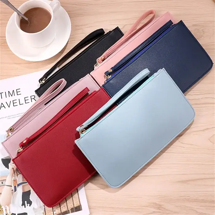 Portefeuilles longs en cuir PU souple pour femmes et filles