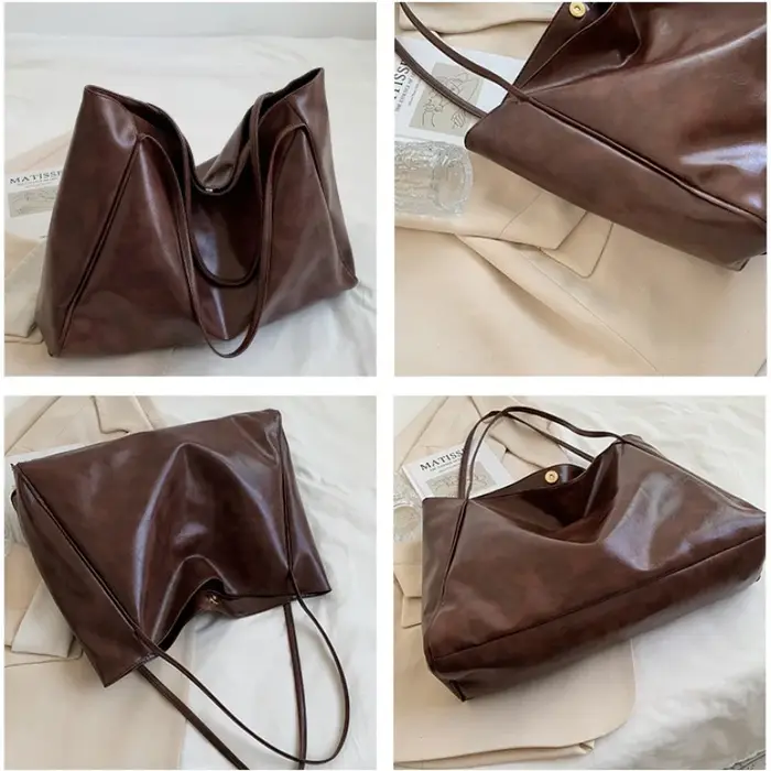 Vintage rouge femmes Sac fourre-tout athlétique décontracté mode grande capacité en cuir Sac à bandoulière Shopper Harajuku Simple Sac à main Sac