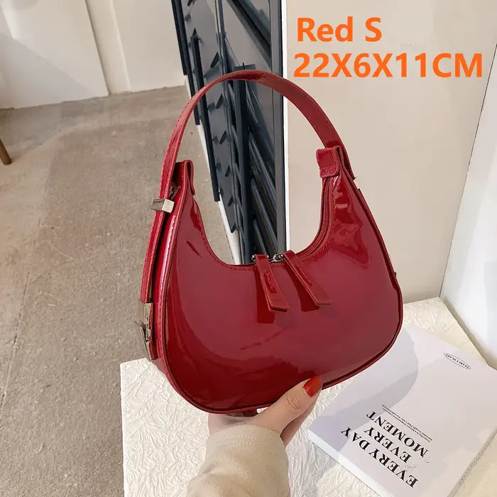 Sac fourre-tout en cuir verni pour femme, sac à main à fermeture éclair, cartable hobo, marque de cr