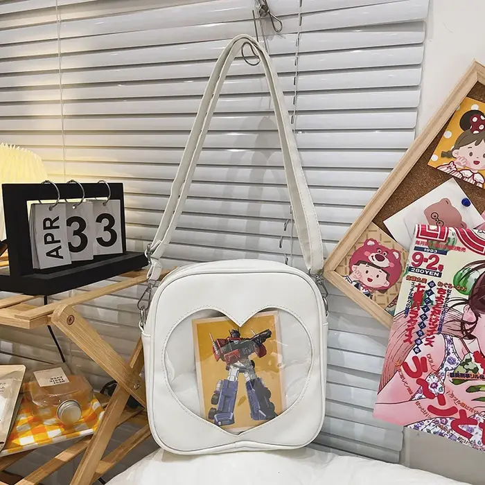 Sac à bandoulière en cuir PU pour filles, style preppy japonais, coeur d'amour, sacs à main initiés 