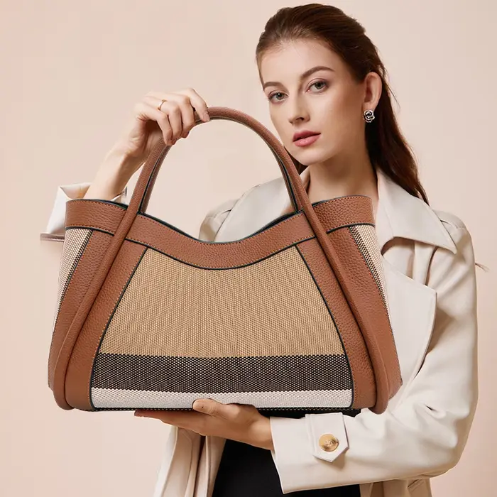 Aidrani Nouveau sac à main rétro à carreaux pour femme, sac de luxe de grande capacité, sac en toile