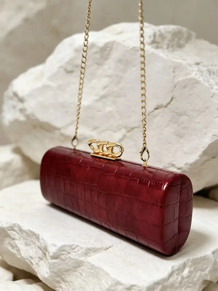 Pochette de soirée baguette de luxe à imprimé crocodile/léopard