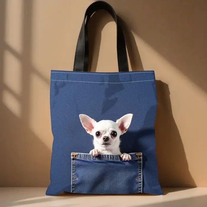 Chihuahua Peeking hors de poche motif sac à main mignon chat fourre-tout sacs pour le Shopping