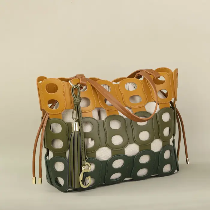 Sac bandoulière PG pour femme – Nouvelle collection de luxe, design épuré, motif ajouré, grande capa
