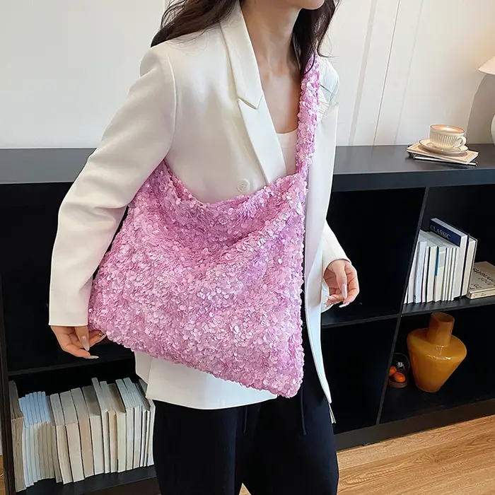 Sac fourre-tout tendance à sequins scintillants pour femme