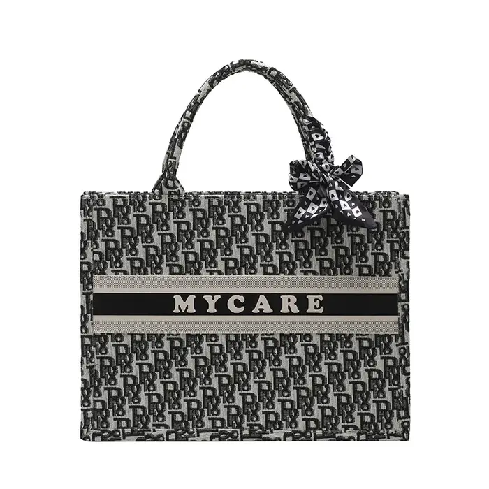 Sac fourre-tout élégant brodé pour femme 2025 – Nouveau sac à main rétro en toile avec lettres artistiques