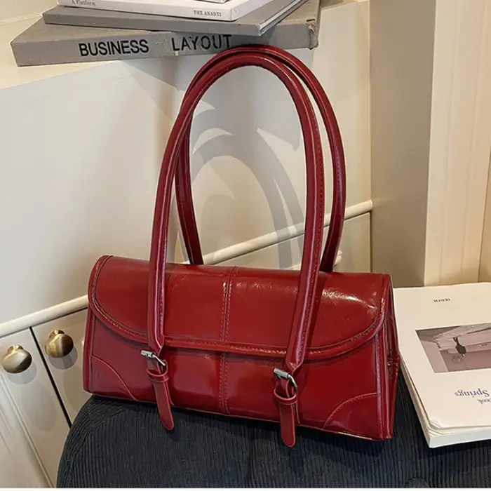 Sac sous les bras en cuir PU bordeaux de haute qualité