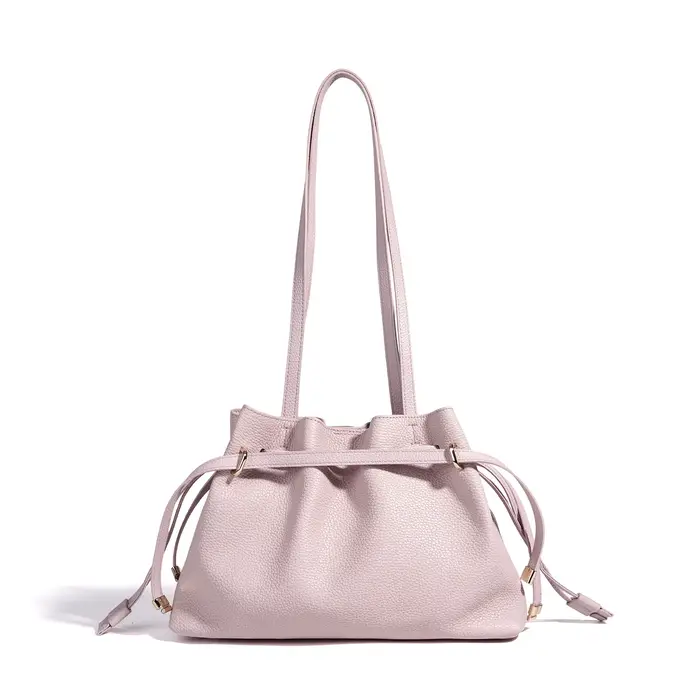 Sac fourre-tout pour femme 2026 en cuir de vachette première couche, violet myrtille, simple, à long