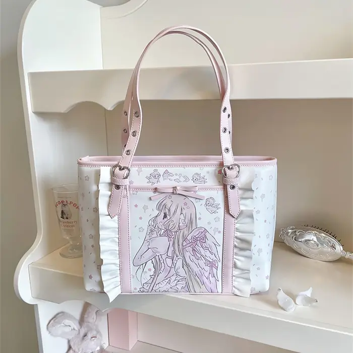 Sac fourre-tout rose en cuir PU pour femme