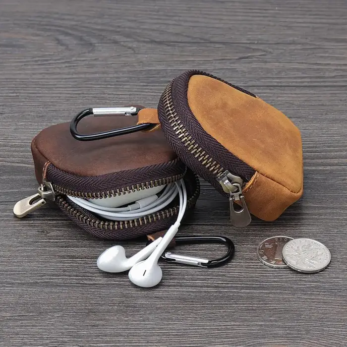 Mini porte-monnaie en cuir PU avec mousqueton
