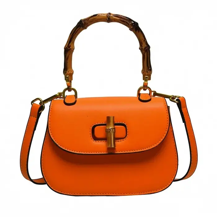 Sac de selle Chic à poignée en bambou pour femmes