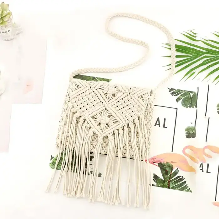 Sac de plage en paille bohème pour femmes
