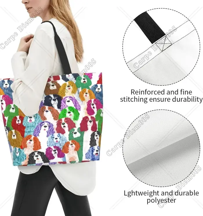 Sac fourre-tout coloré King Charles Spaniel Cartoon