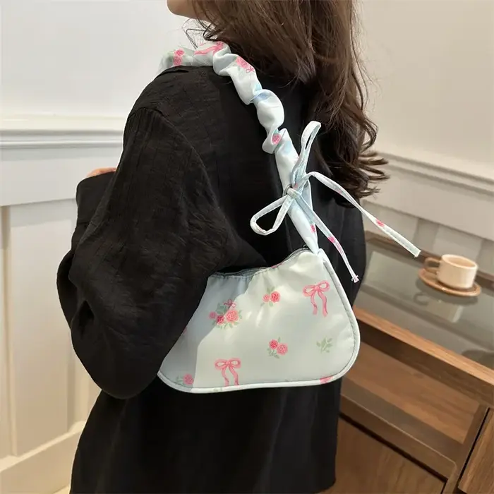 Sacs à main plissés à imprimé floral pour femmes