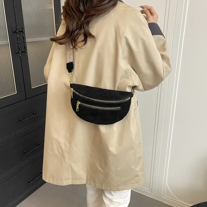 2025 hiver Faux daim poitrine sac femme taille sac rue tendance Fanny Pack voyage décontracté