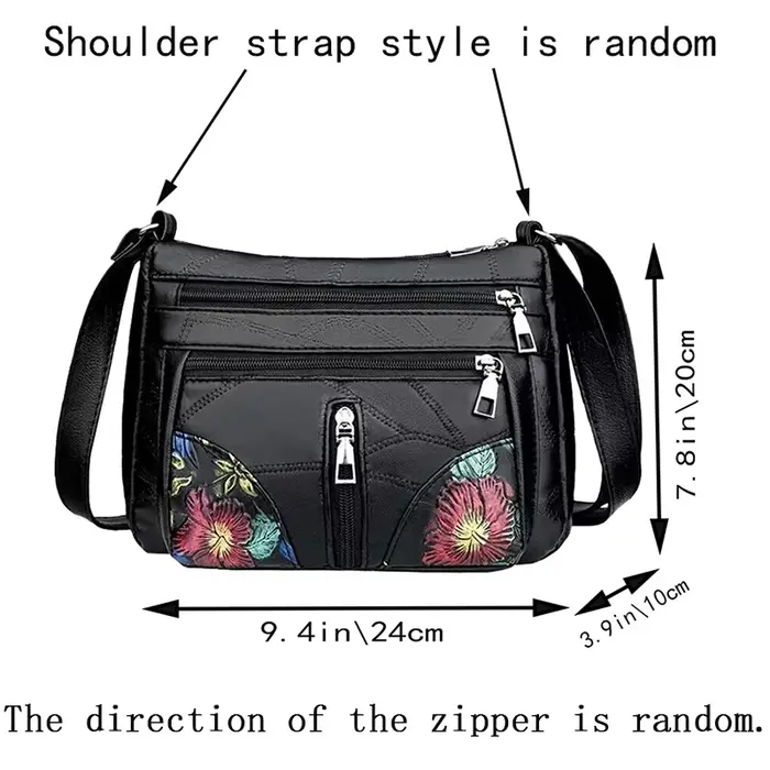 Le sac bandoulière pour femme est composé de matériau PU et de motifs imprimés
