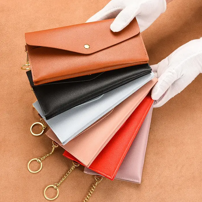 Portefeuille en cuir souple pour femmes, Long portefeuille, pochette pour téléphone portable, porte-carte de crédit, porte-monnaie avec porte-clés