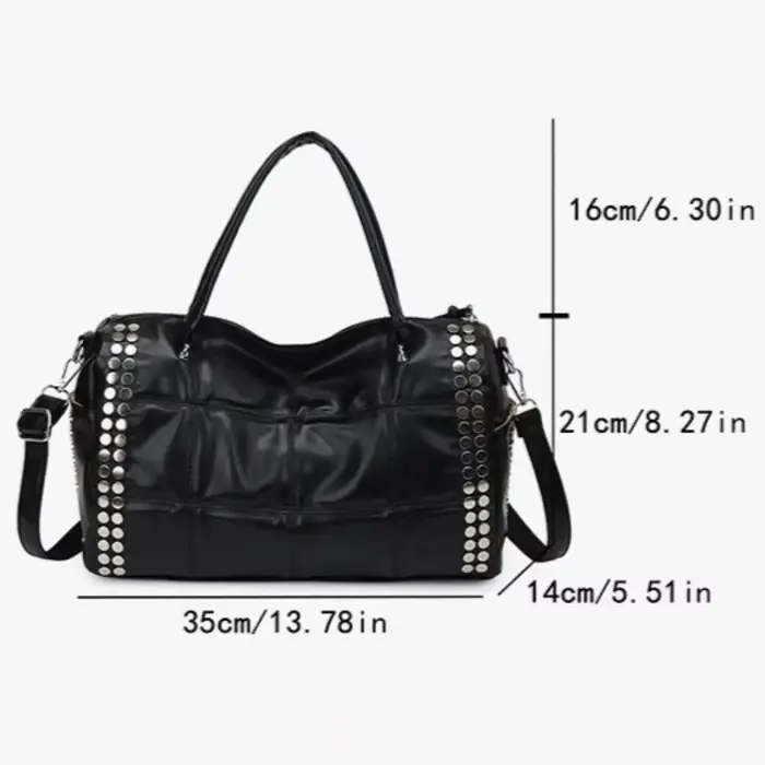 Sac fourre-tout matelassé grande capacité avec rivets