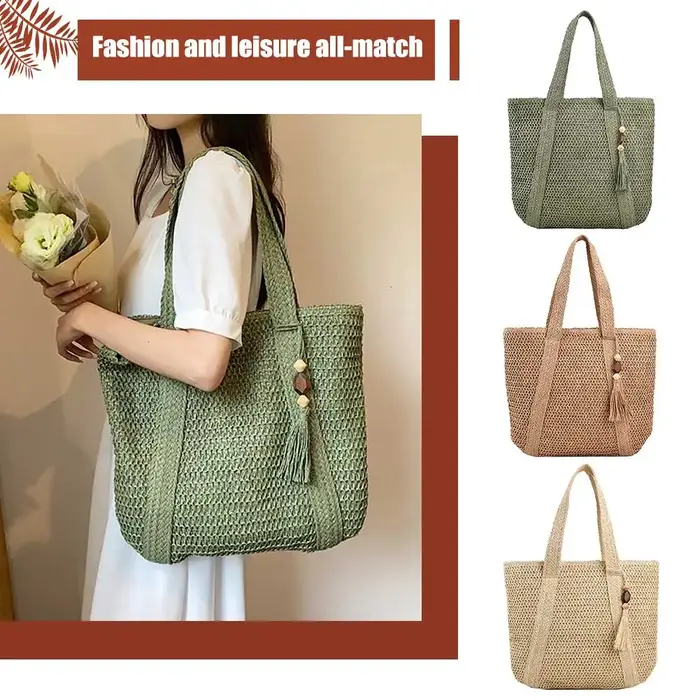 Sac à main d'été en paille tissé à la main pour femme