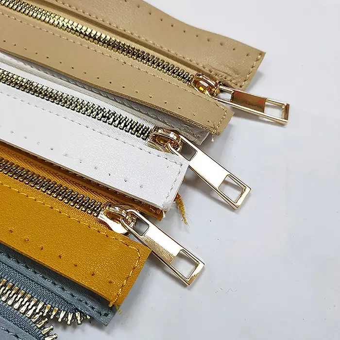 Fermeture à glissière en cuir PU pour vêtements et chaussures