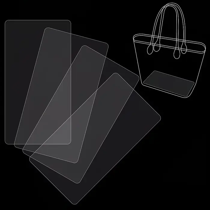 3 inserts rectangulaires en plastique pour fonds de sacs