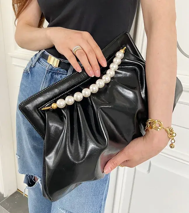 Pochette de Soirée Élégante pour Femme avec Chaîne de Perles