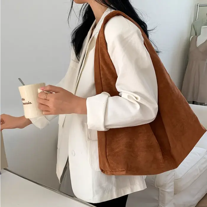 Vintage Faux daim Hobos femmes sacs à bandoulière grande capacité sac fourre-tout rétro tendance automne grand Shopper