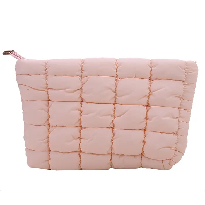 Pochette à cosmétiques rembourrée en coton pour femmes, pochette de maquillage matelassée, grande ca