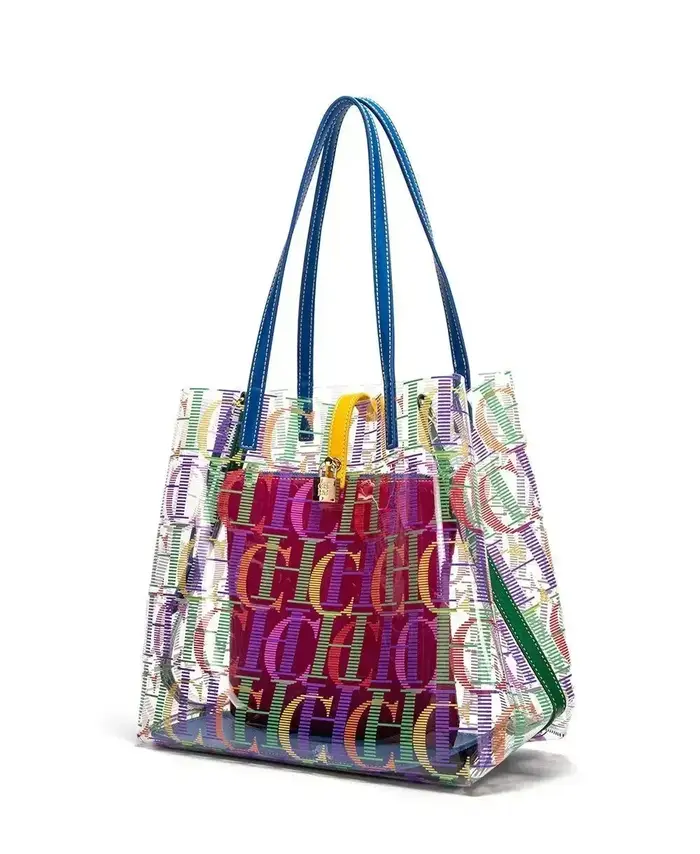 Sac fourre-tout CH Jelly en PVC transparent pour femme avec pochette intérieure