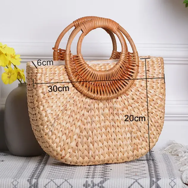YoReAi-Sac de plage en paille tissé pour femme