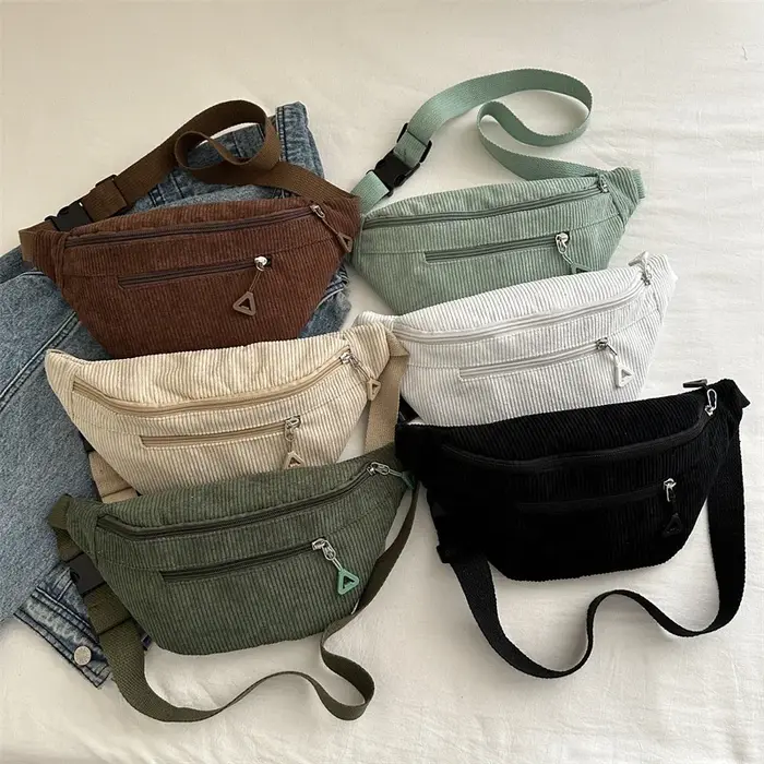 Sac banane léger en velours côtelé