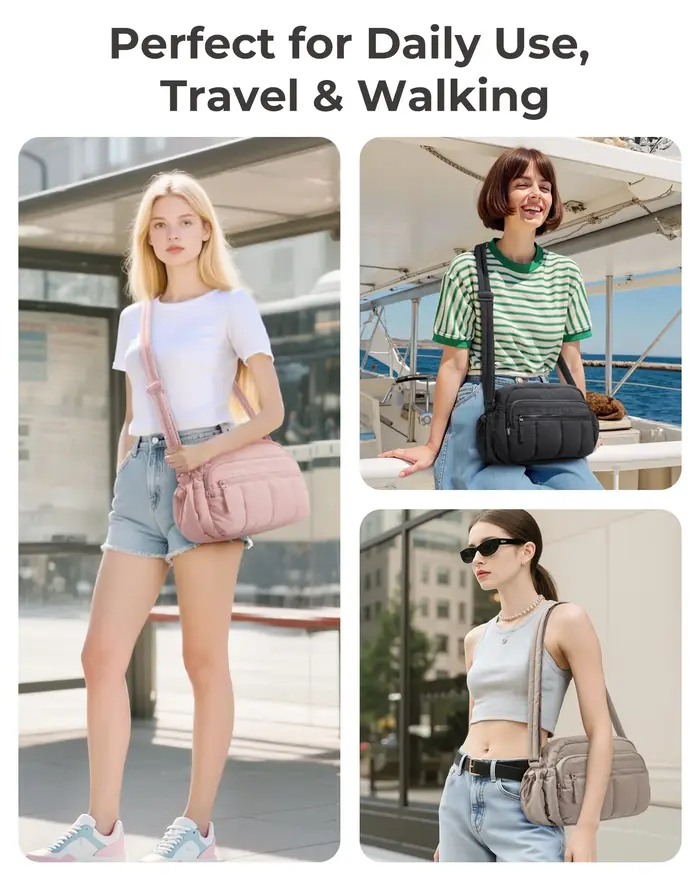 BAGSMART sac à bandoulière décontracté sac pour femme Anti-vol sac à main de voyage moyen matelassé sacs