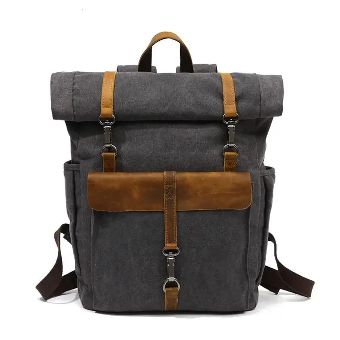 Sac à dos en toile de style vintage pour hommes et femmes avec bretelles réglables et compartiments 