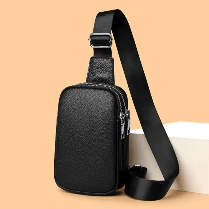 Sac de Poitrine en Cuir Véritable de Luxe pour Femme