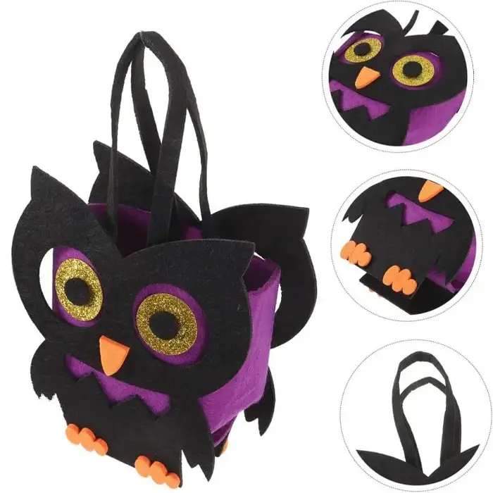 Sac fourre-tout en forme de hibou chauve-souris en feutre pour Halloween