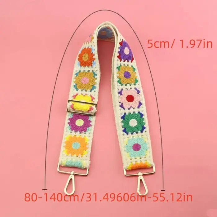 Nouvelle mode Crochet fleur sac sangle large réglable sac à bandoulière