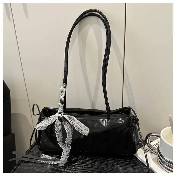 Sac carré français élégant avec nœud coréen, sac de haute qualité en Pu, Niche Simple Style Ballet, 