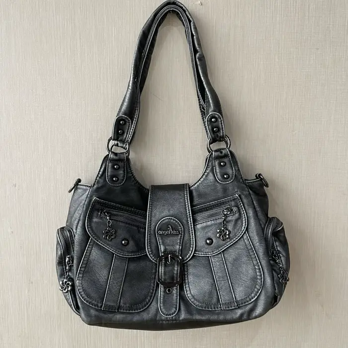 Sac bandoulière multi-poches Angle Kiss Vintage Y2K pour femme en cuir PU