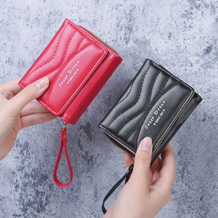 Nouveau style – Mini porte-monnaie pour femme en cuir PU avec fermeture éclair
