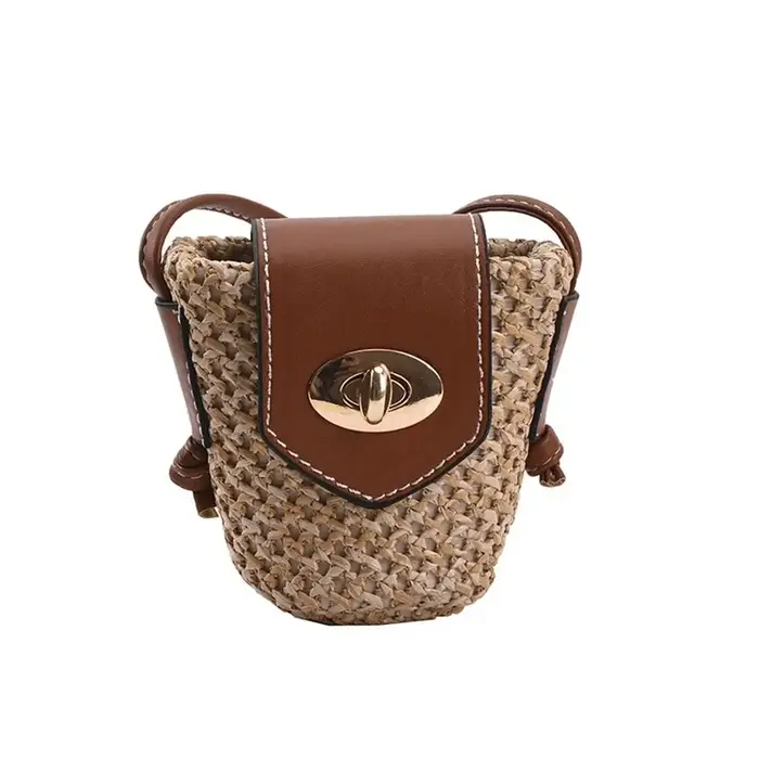 Mini sac en paille fait main pour femmes, sac à bandoulière de style bohème, sac de plage