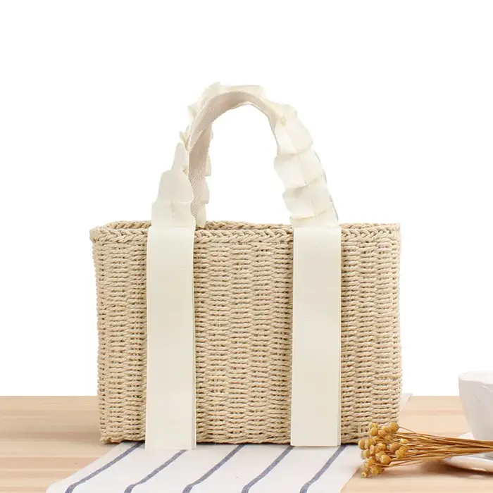 Sacs à main d'été en paille tissée pour femmes, fourre-tout de plage bohème, sacs à main Boho en pap