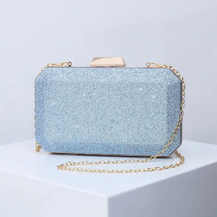 Sac à Main Bleu Clair Bling de Luxe de Styliste pour Femme