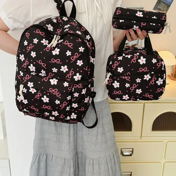 Sac à dos imprimé fleurs avec nœud